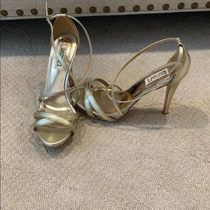 Badgley Mischka Gold 4” Strapy Heels